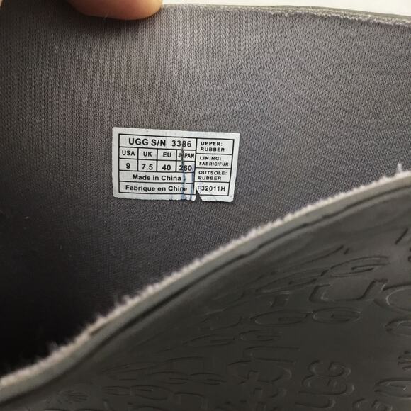 UGG Women's Wilshire Embossed Logo Pattern Tall Rain Boots, Charcoal \ Grey Sz 9 - Picture 9 of 11